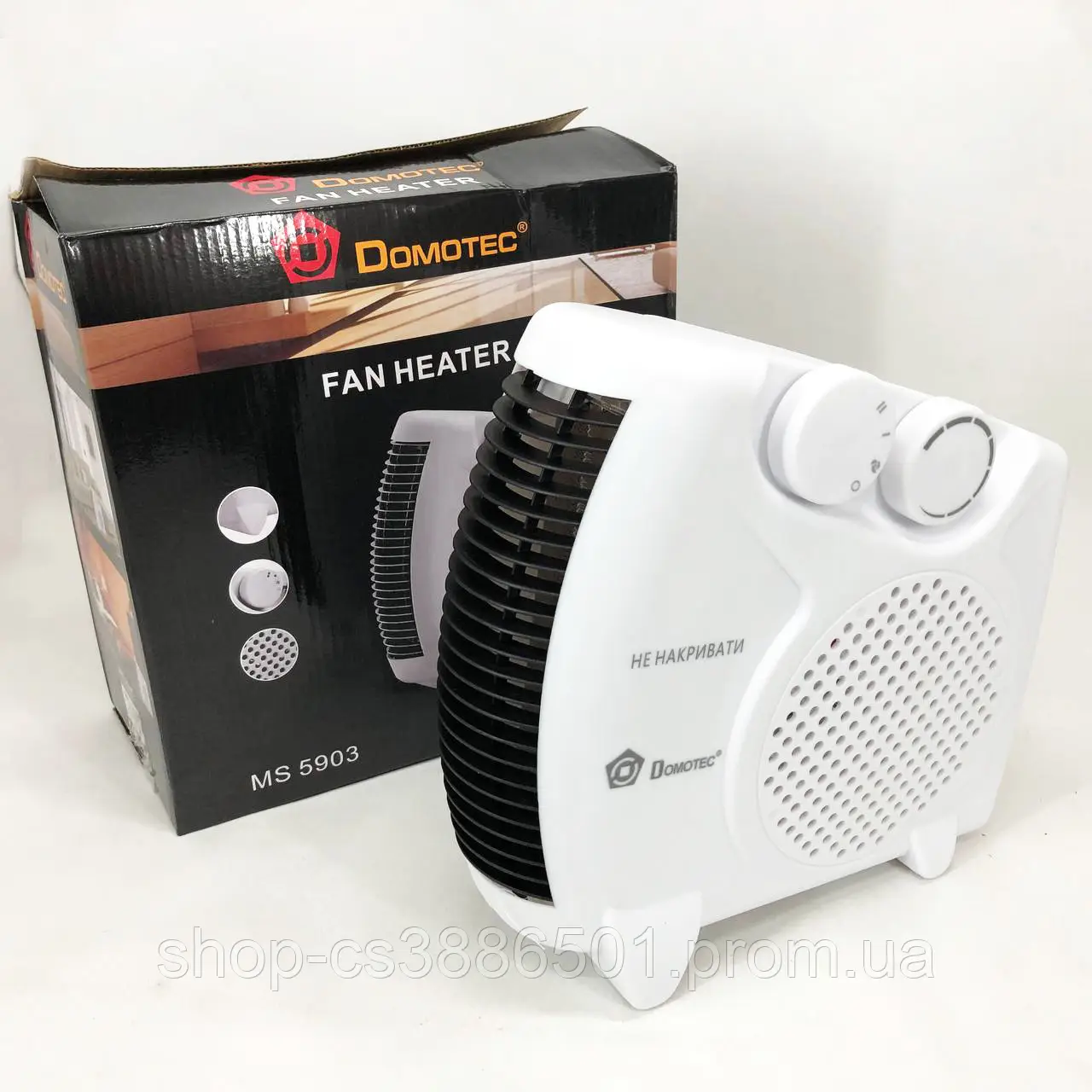 Domotec Ventilatora tipa elektriskais sildītājs (ar karstā un aukstā gaisa režīmu).