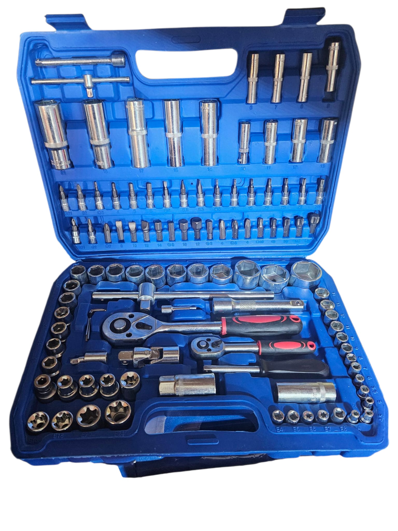 🔧 108 gab. uzgriežņu atslēgu komplekts – 1/4" & 1/2"