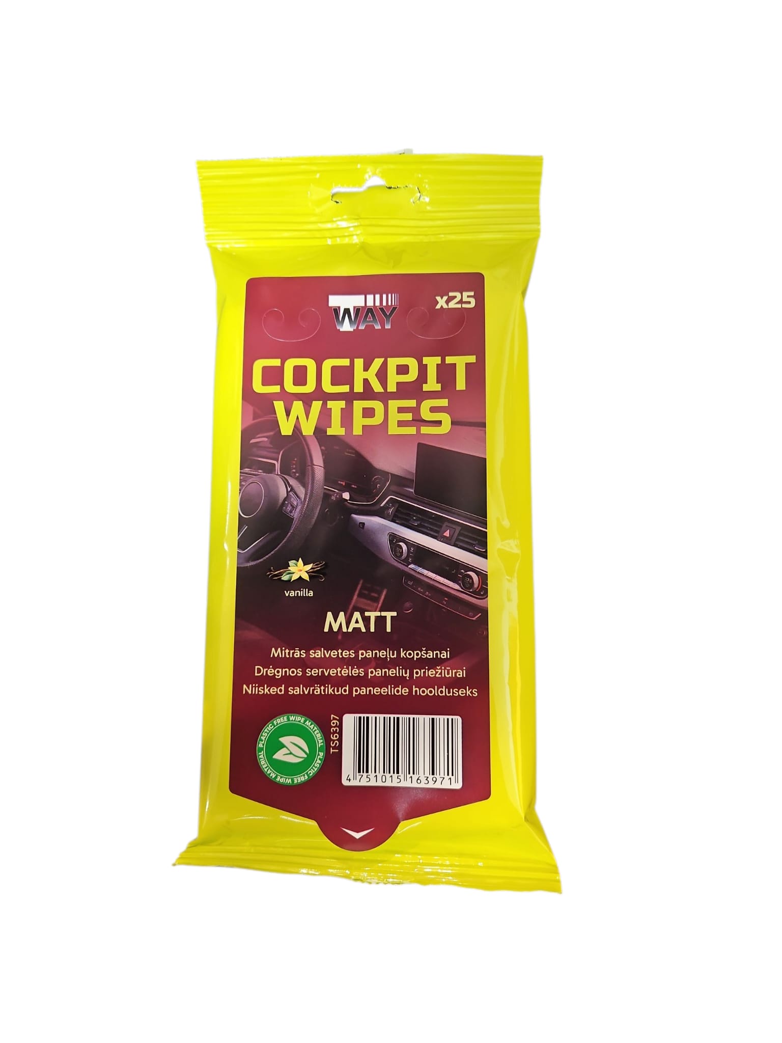 WAY Cockpit Wipes Matt – Vanilla (25 gab.)