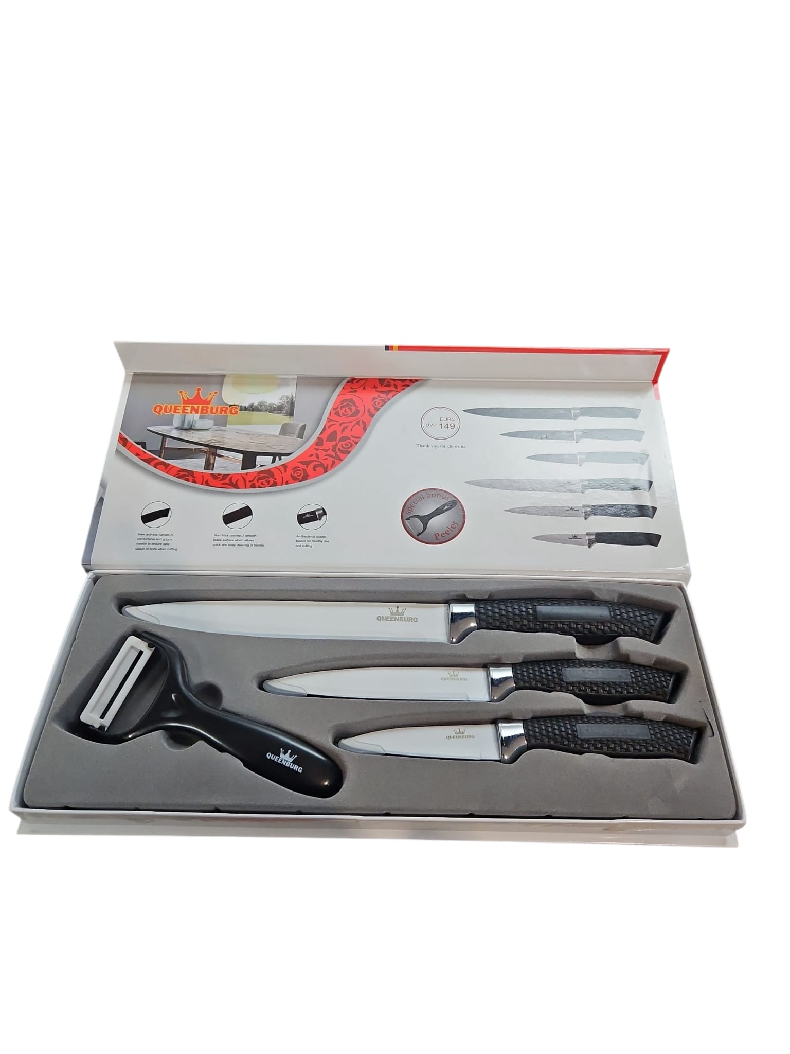 Queenburg 4 gabalu nažu komplekts