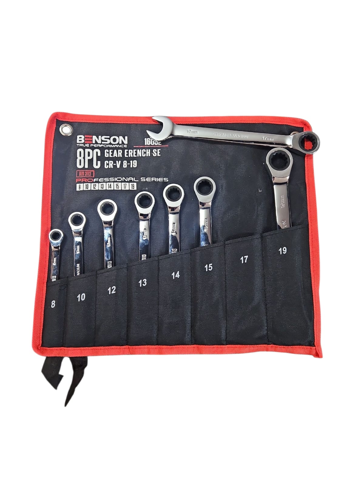 🔧 BENSON CR-V Sprūdrata atslēgu komplekts (8 gab., 8–19 mm)