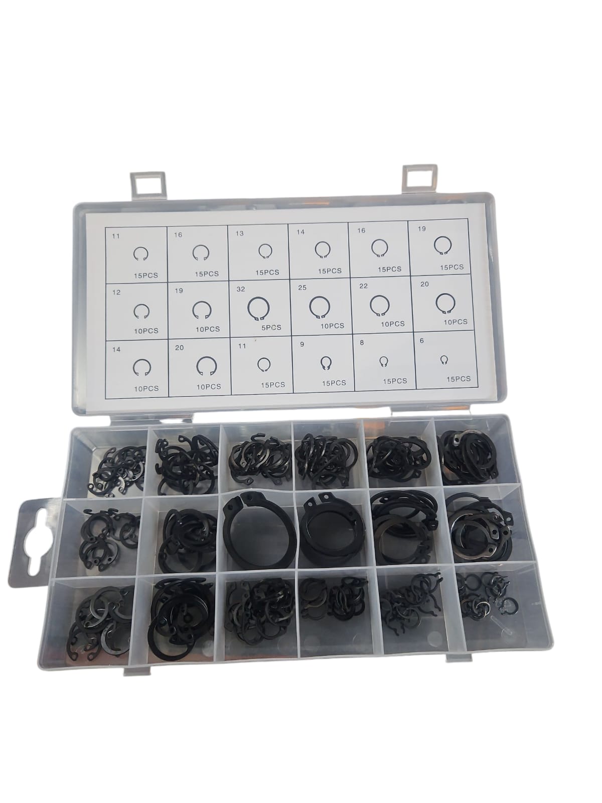 225 gab. segergredzenu (snap ring) komplekts