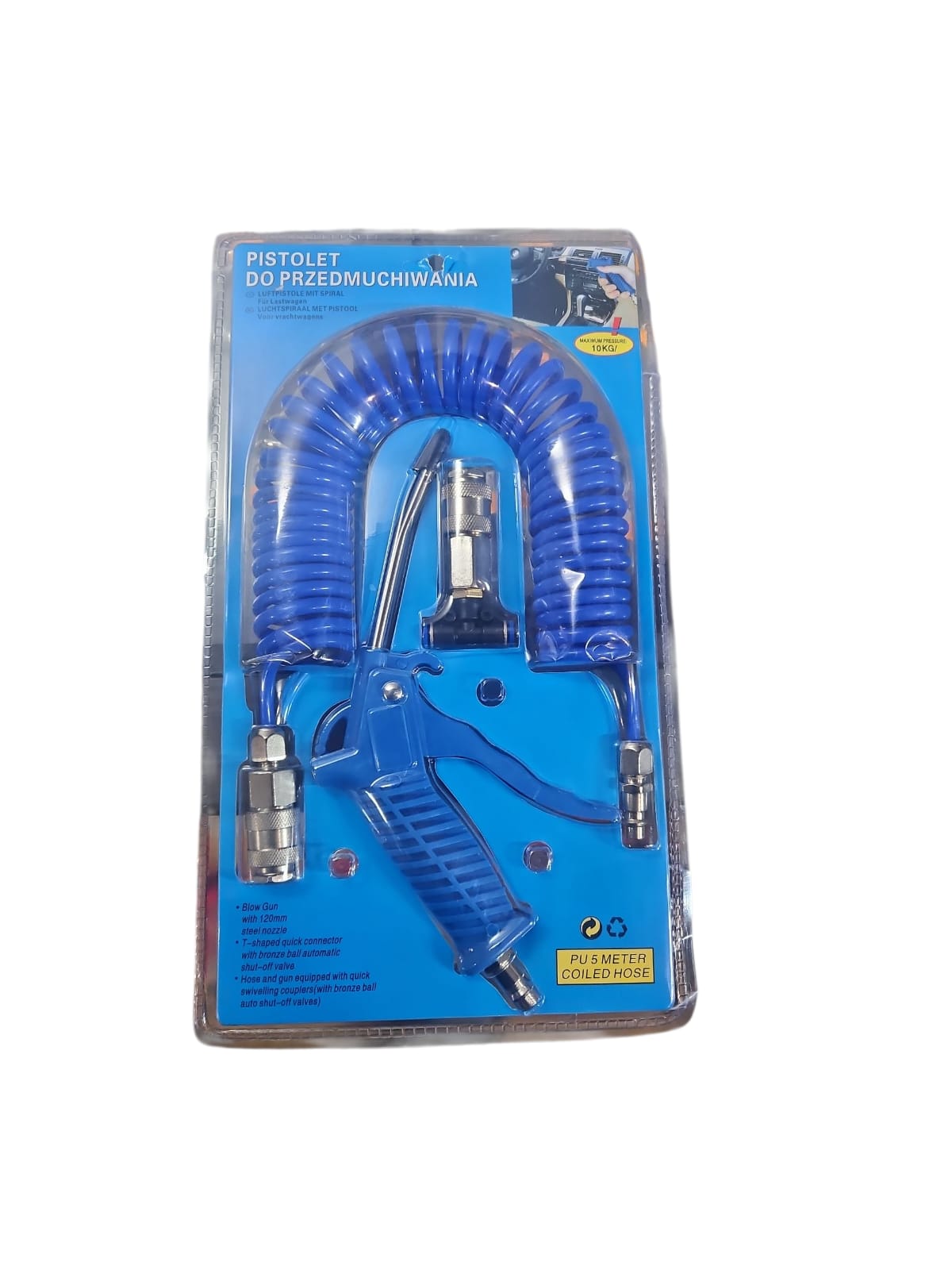 Gaisa pūšanas pistole ar spirālveida šļūteni