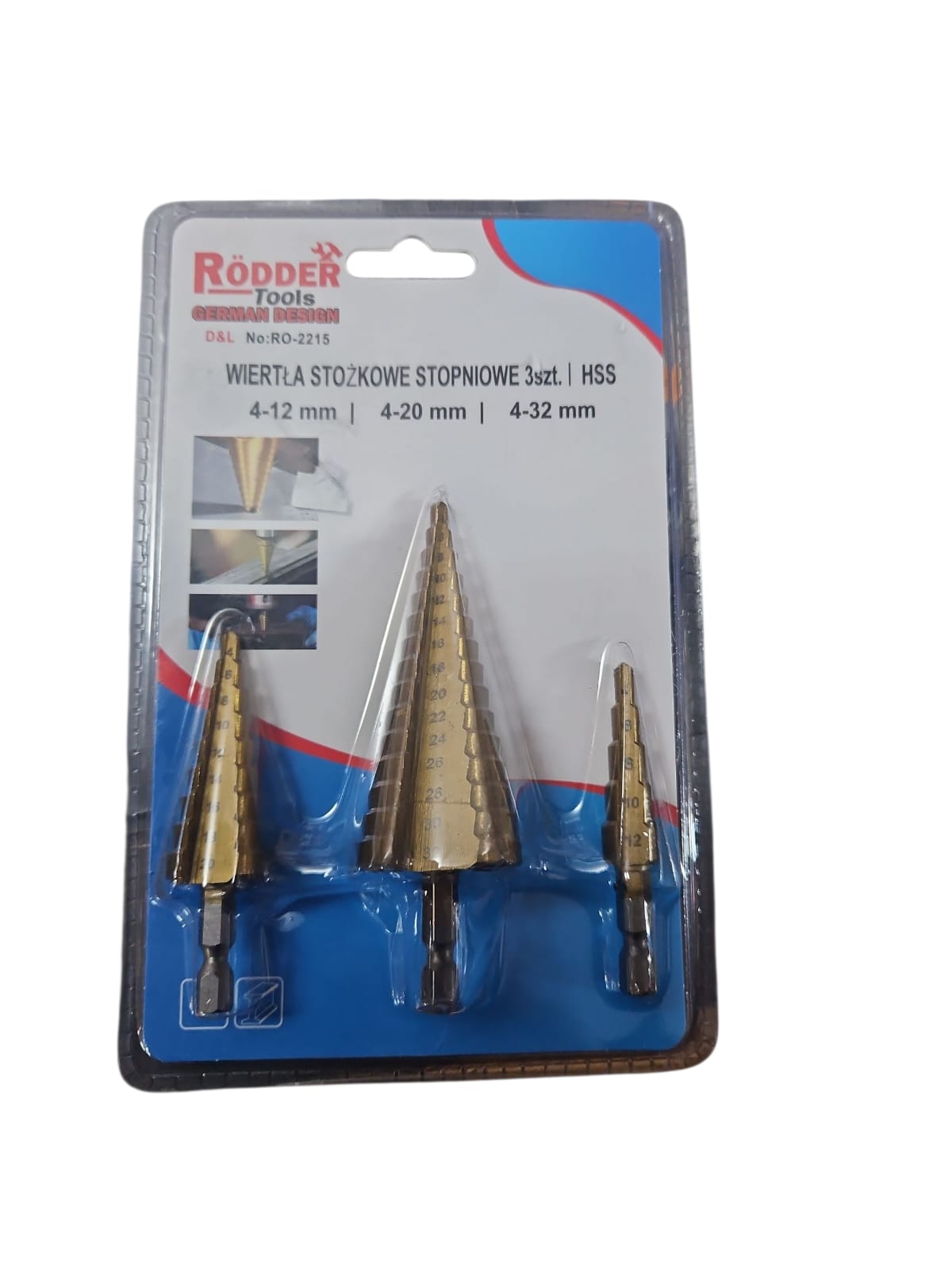 Kāpņu urbju komplekts Rödder Tools 3 gab. (4–12 mm, 4–20 mm, 4–32 mm)