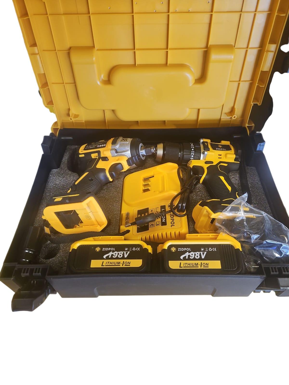 Bezsuku elektrisko instrumentu komplekts koferī