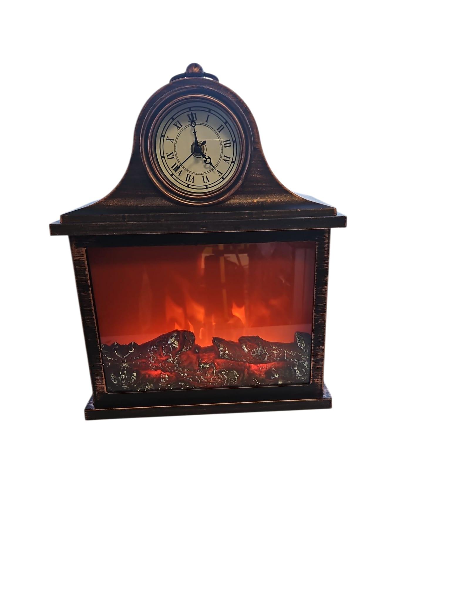 LED kamīna laterna ar apaļu pulksteni