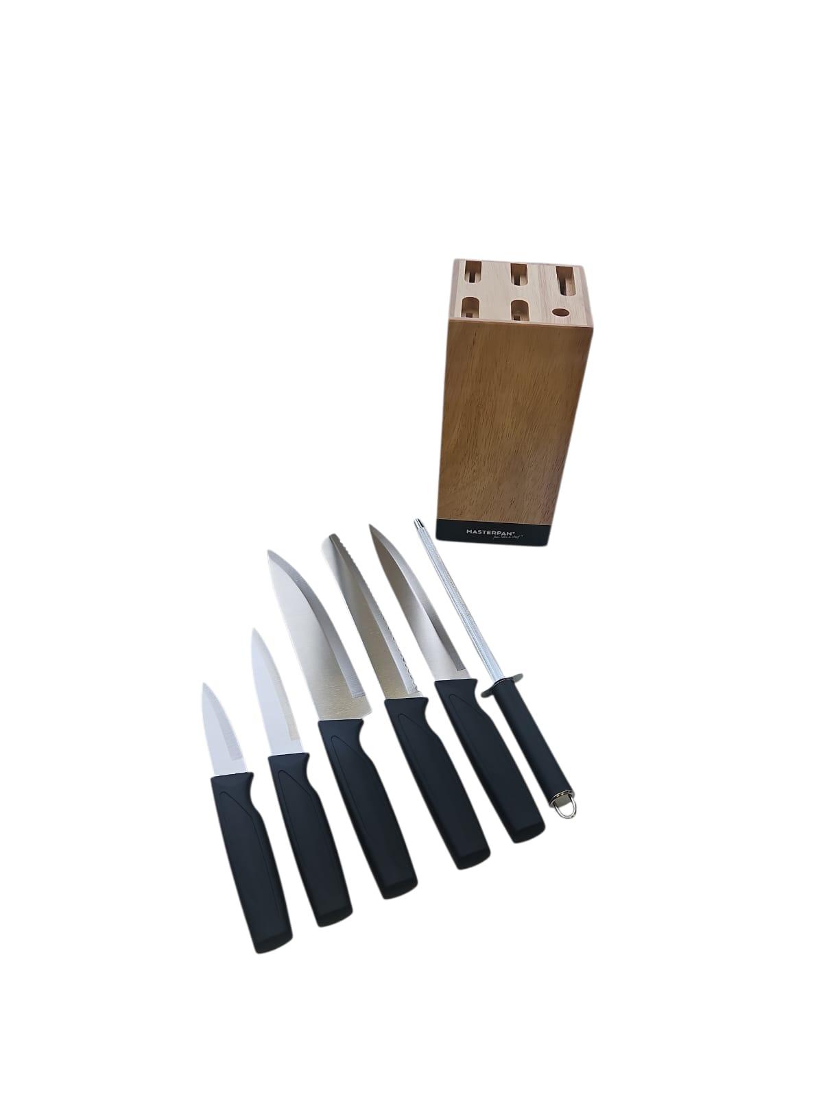 MASTERPAN 7-daļīgs virtuves nažu komplekts ar statīvu