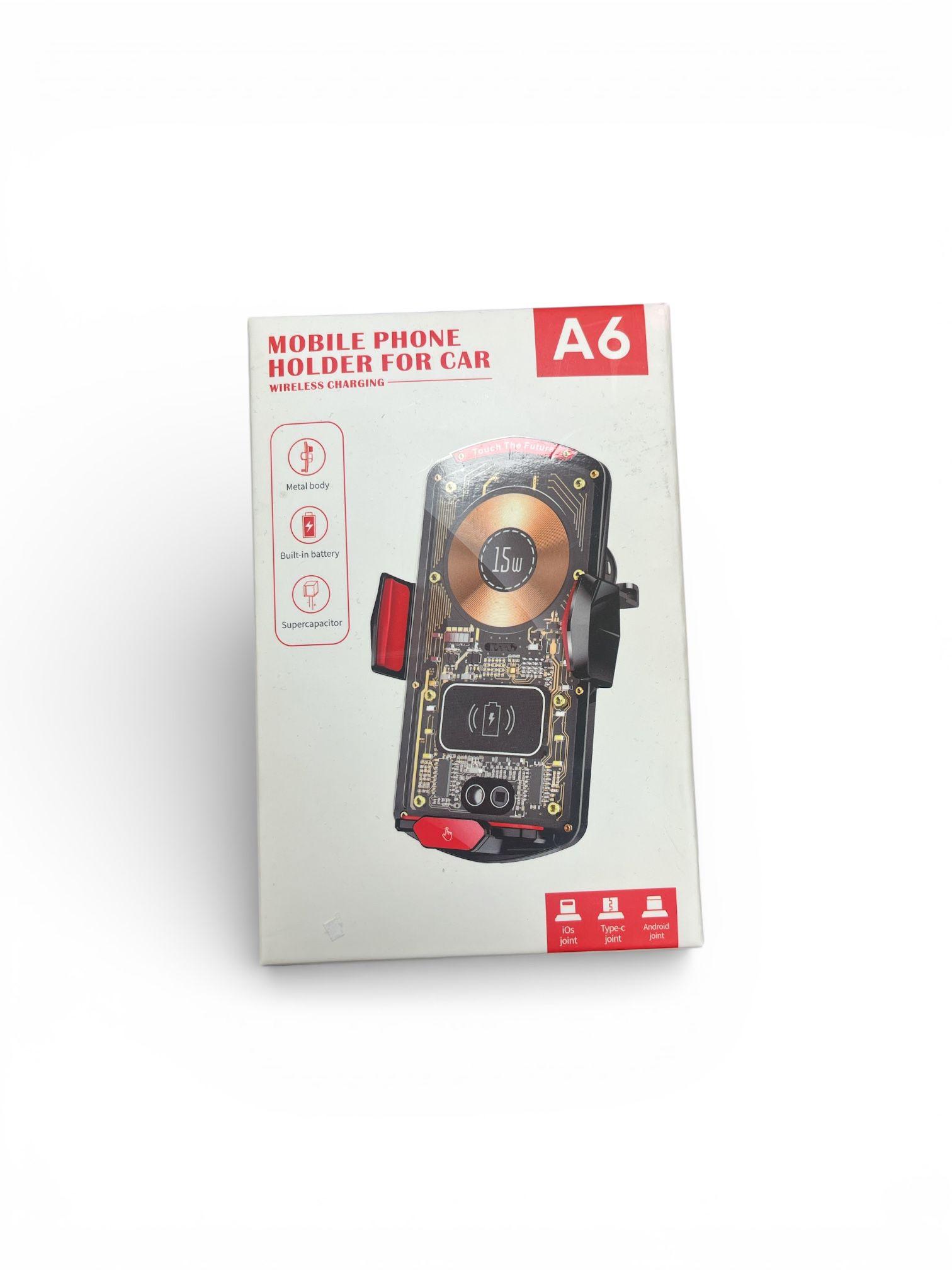 Auto telefona turētājs ar bezvadu uzlādi A6