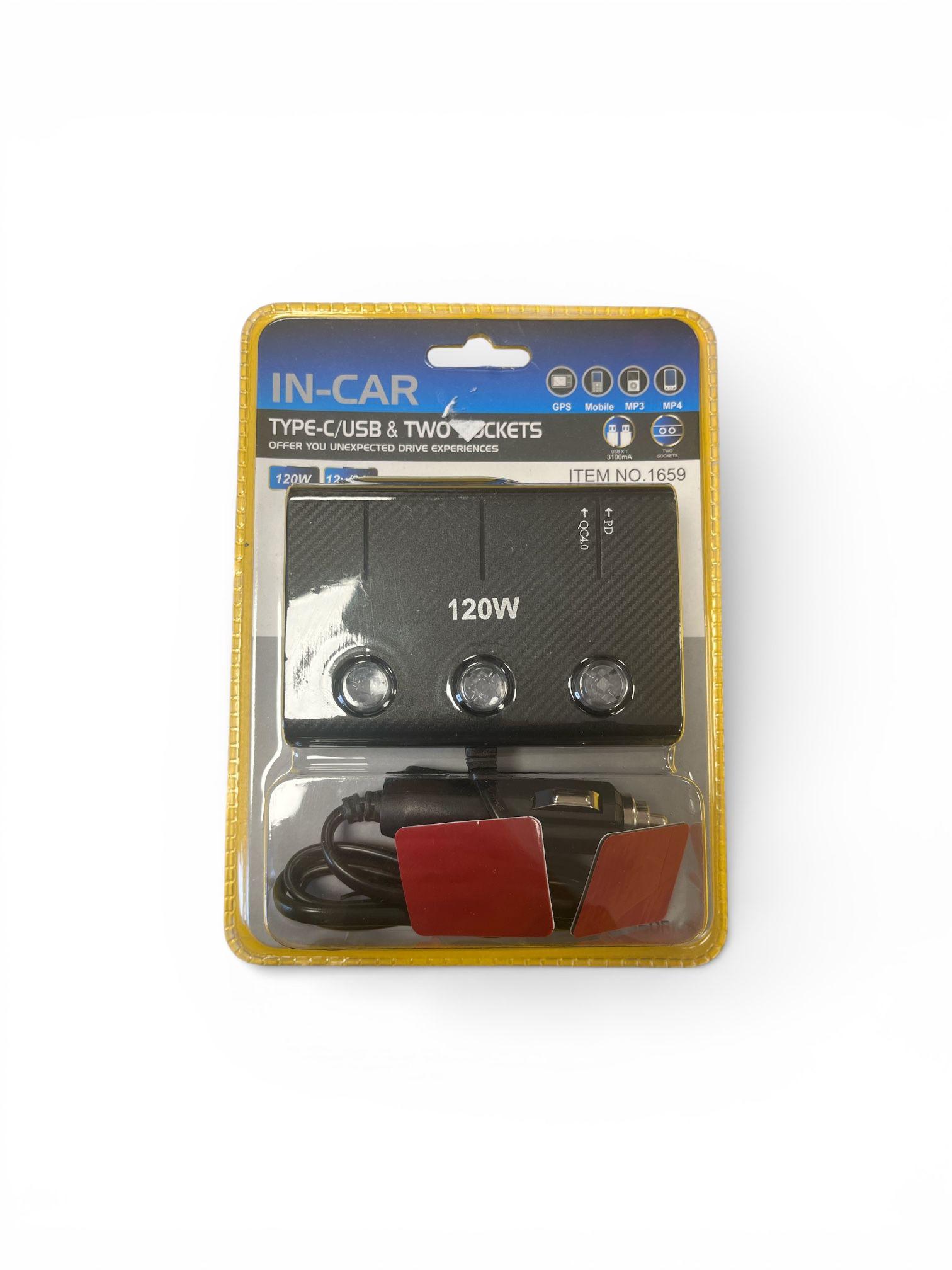 Auto lādētājs – sadalītājs ar USB un Type-C (120W)