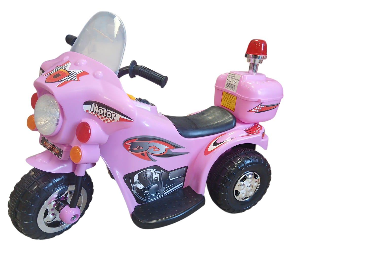 Bērnu elektriskais motocikls rozā (3 riteņi)