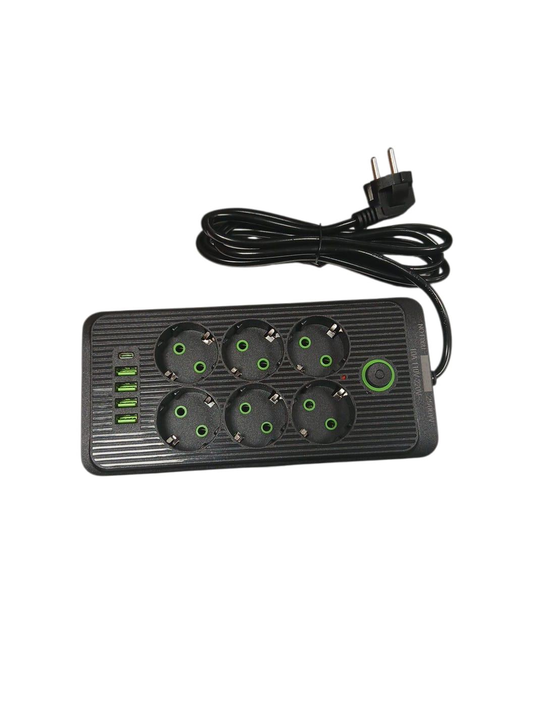 Pagarinātājs ar 6 rozetēm + USB (2500W)