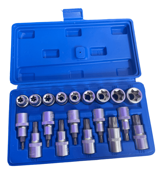 E-Torx uzgaļu komplekts RÖDDER RO-2515 (1/2", 19 gab., CrV)