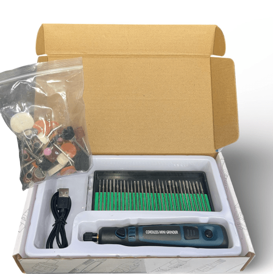 Akumulatora mini slīpmašīna / gravieris (komplekts ar uzgaļiem)