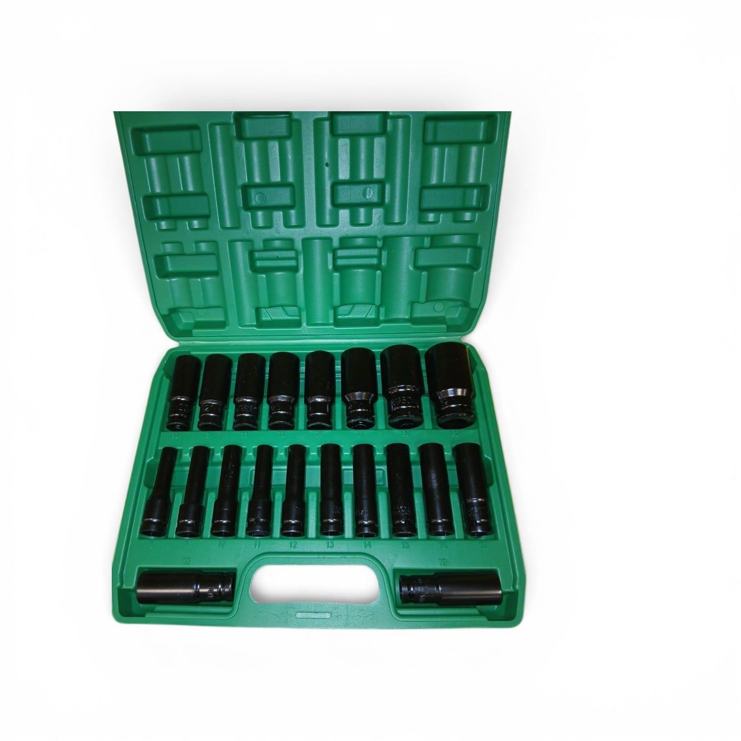 Triecienatslēgu garo muciņu komplekts (1/2", 20 daļas)